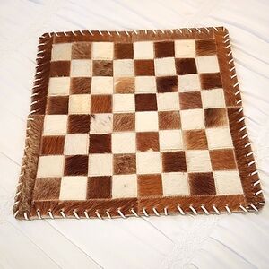 Vintage handmade cowhide chess/checker board mate